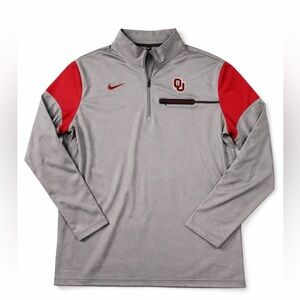 Nike OU Sooners Dri-Fit Pullover XXL Gray Red 1/4 Zip Athleisure